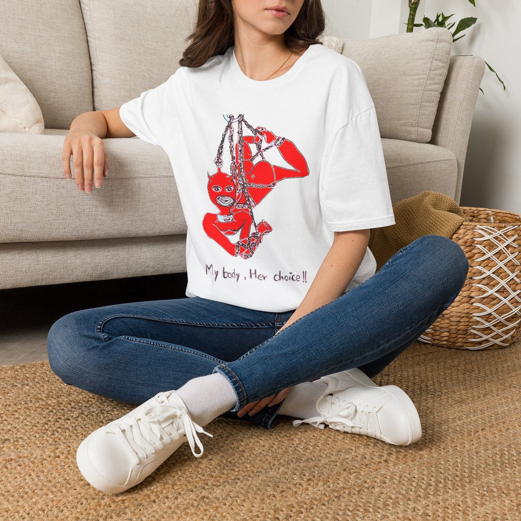 Red Masked Acrobat Illustration T-Shirt | Rope Suspension Art