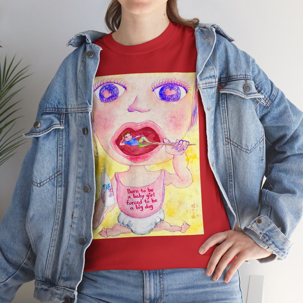 Born to be a baby girl, forced to be big dog-  Colorful Surf Graphic T-shirt