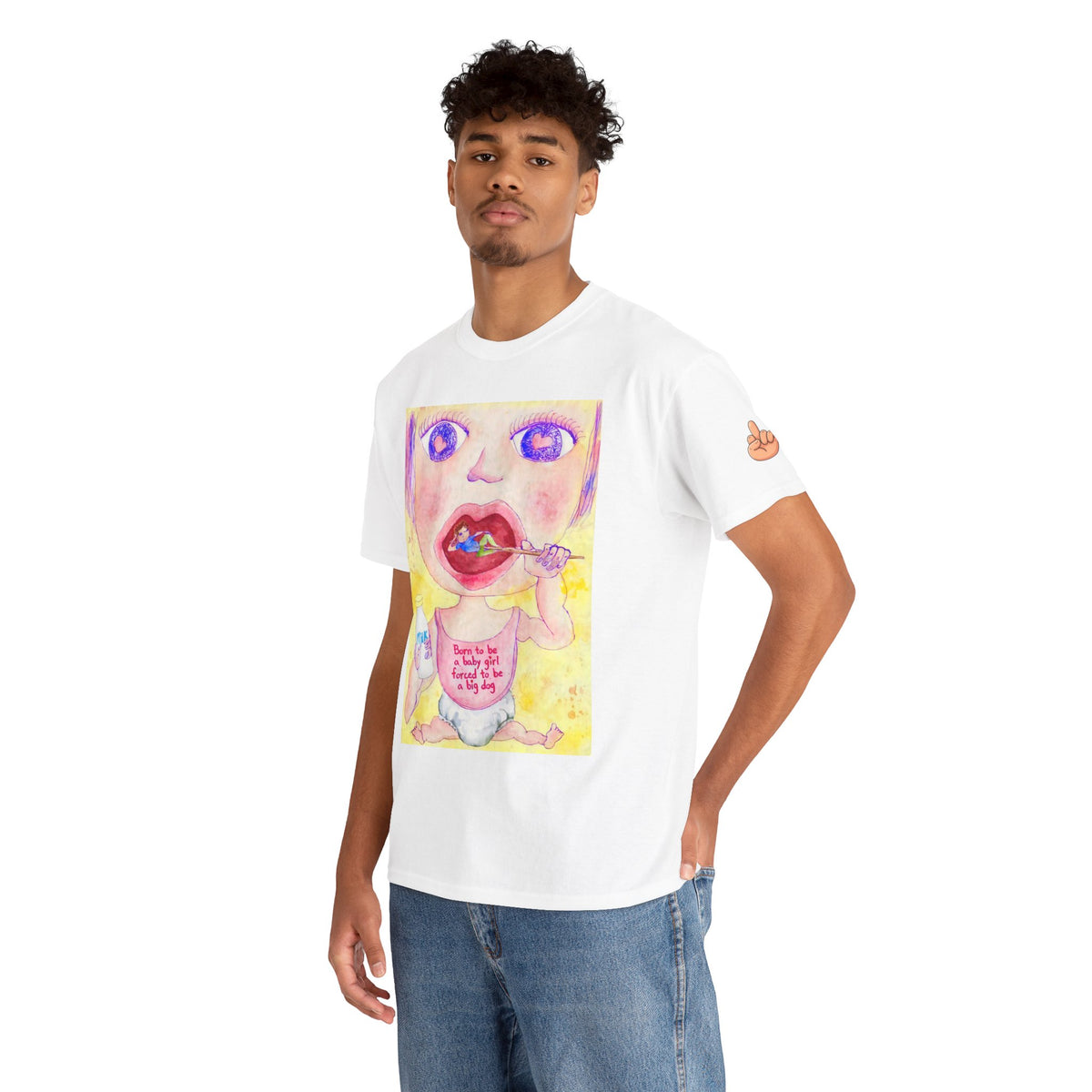 Born to be a baby girl, forced to be big dog-  Colorful Surf Graphic T-shirt