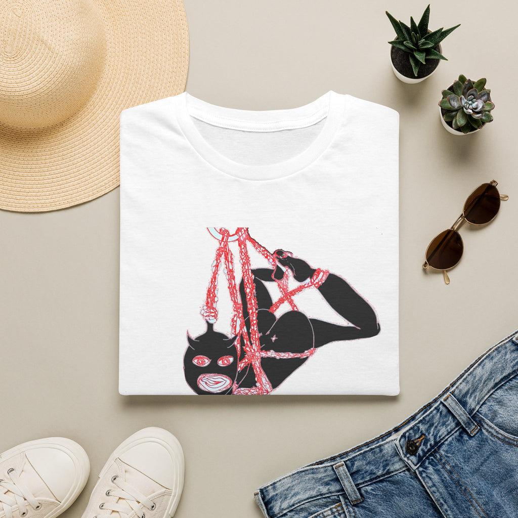 Shibari Rope Suspension Art T-Shirt | BDSM Bondage Illustration
