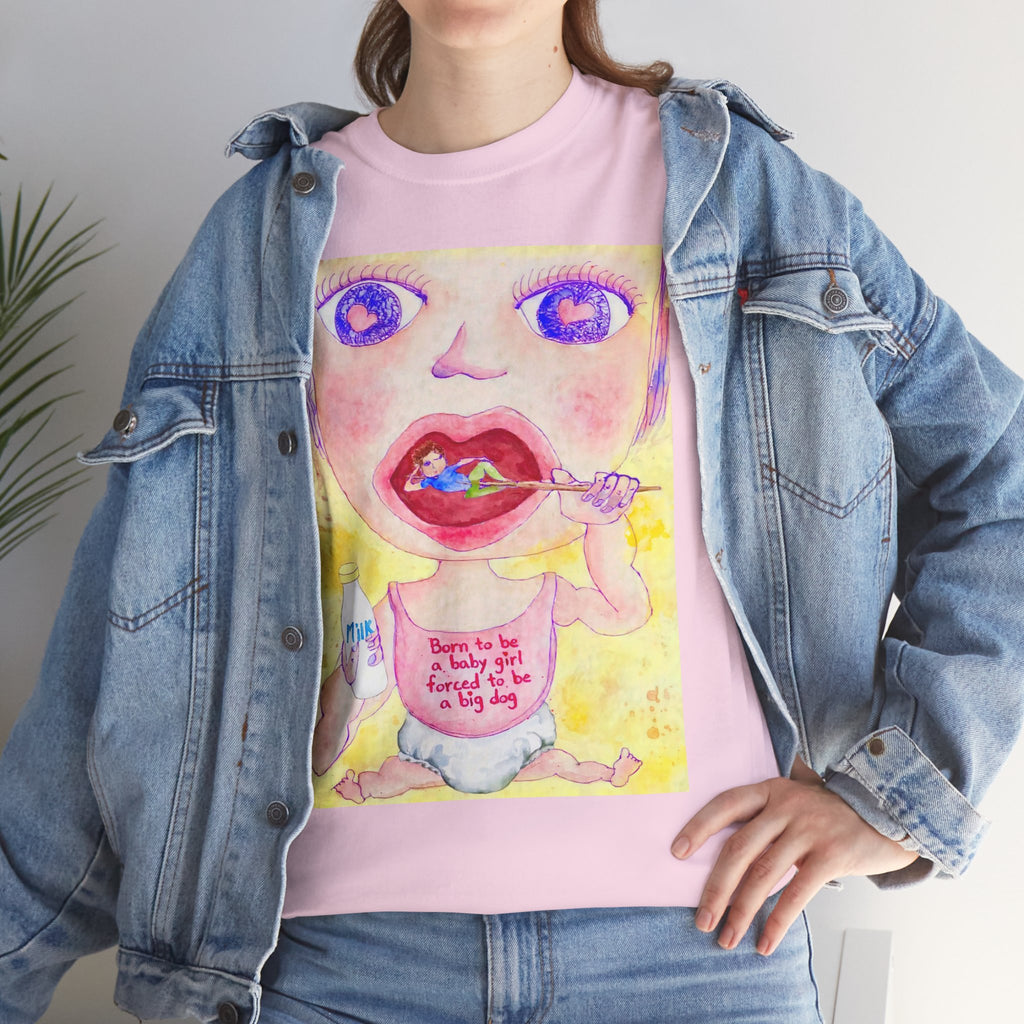 Born to be a baby girl, forced to be big dog-  Colorful Surf Graphic T-shirt