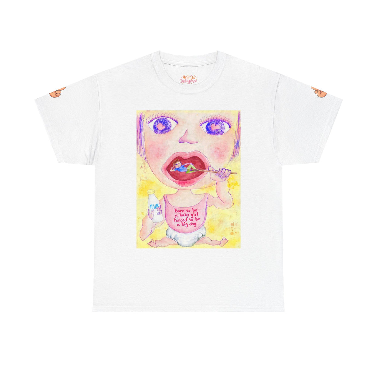 Born to be a baby girl, forced to be big dog-  Colorful Surf Graphic T-shirt