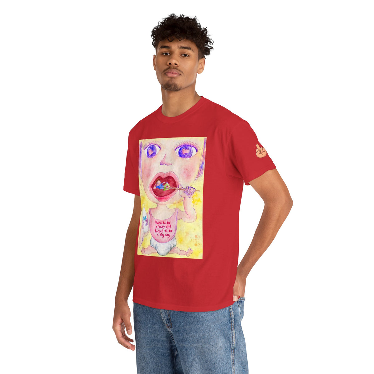 Born to be a baby girl, forced to be big dog-  Colorful Surf Graphic T-shirt