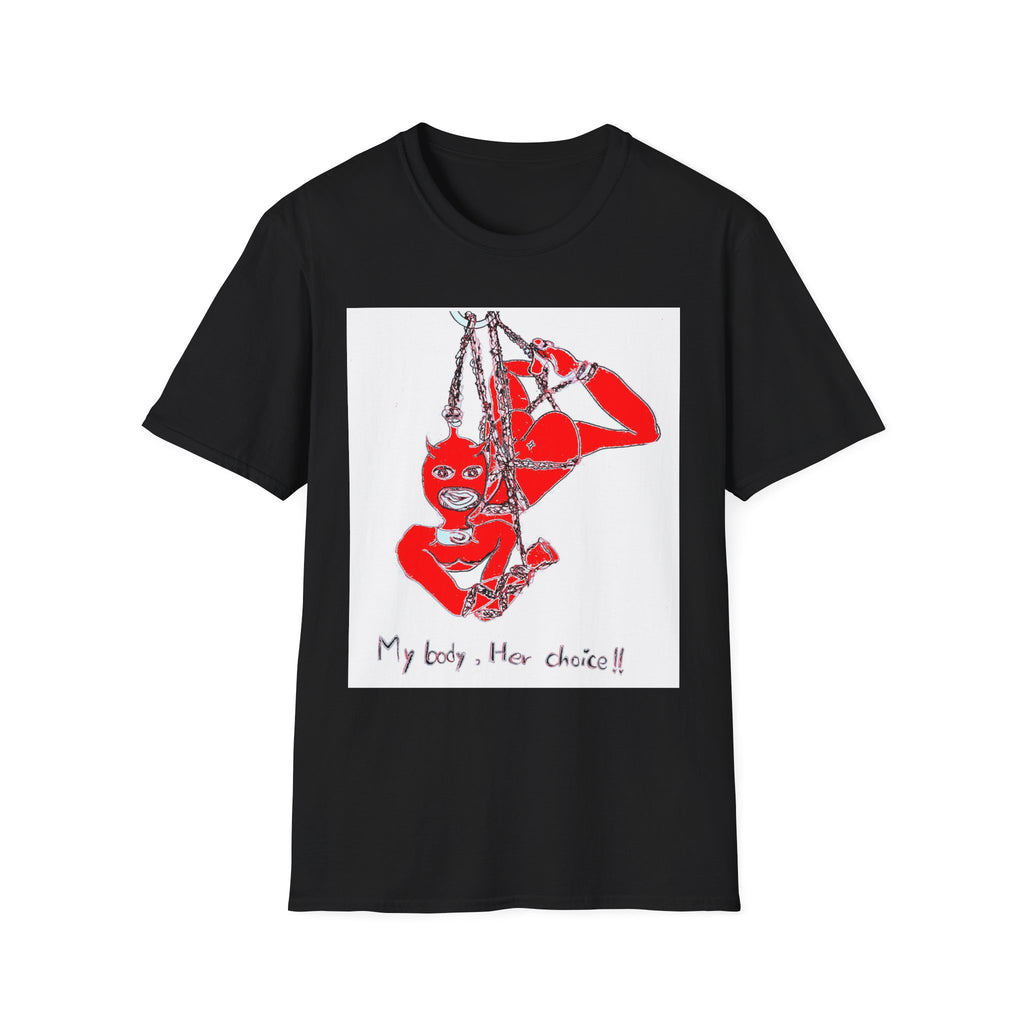Red Masked Acrobat Illustration T-Shirt | Rope Suspension Art