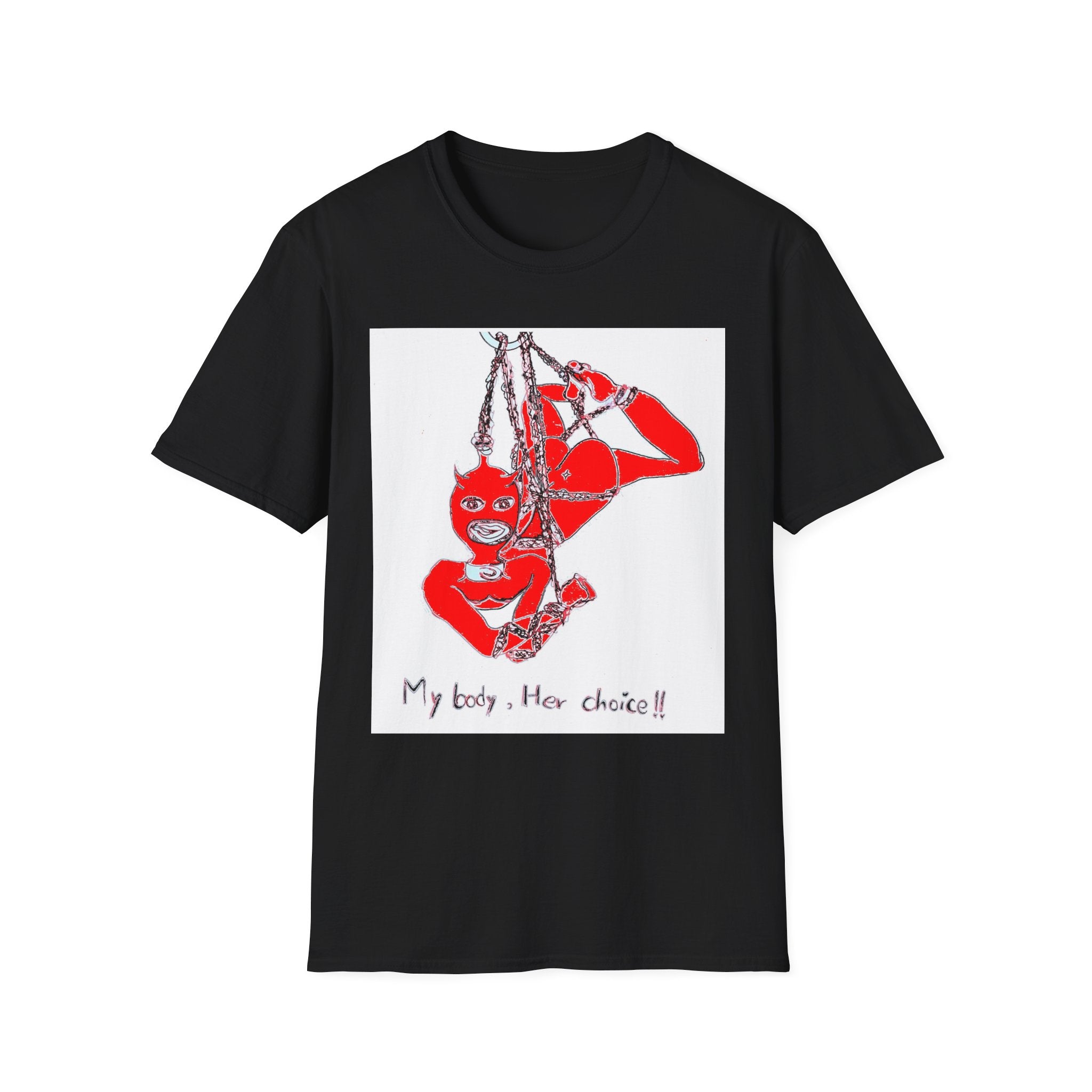 Red Masked Acrobat Illustration T-Shirt | Rope Suspension Art