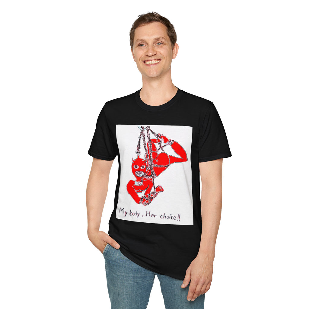 Red Masked Acrobat Illustration T-Shirt | Rope Suspension Art