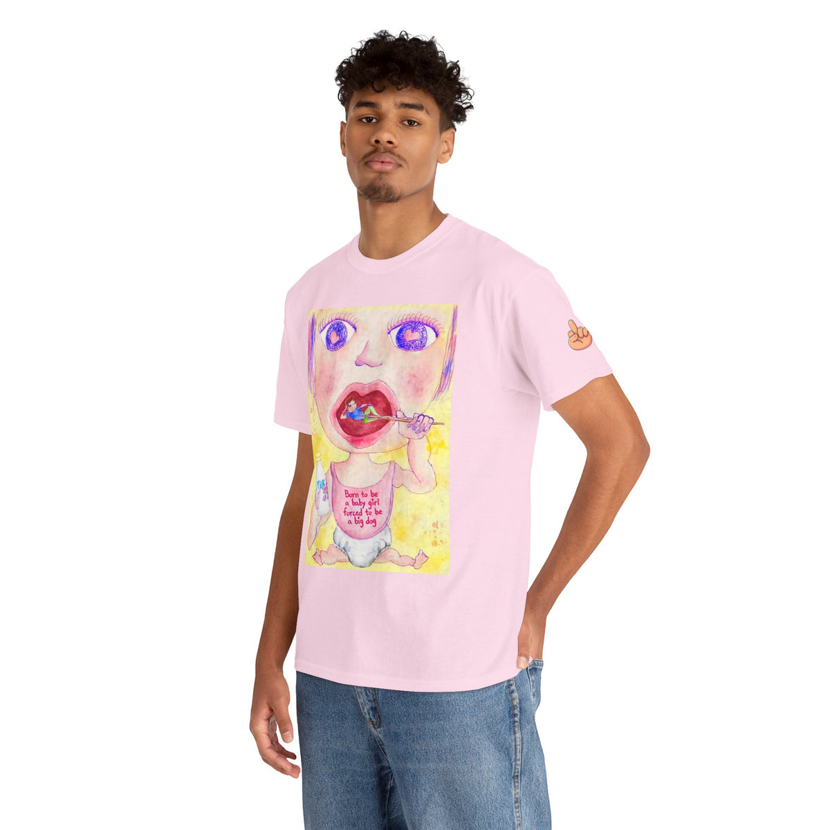Born to be a baby girl, forced to be big dog-  Colorful Surf Graphic T-shirt