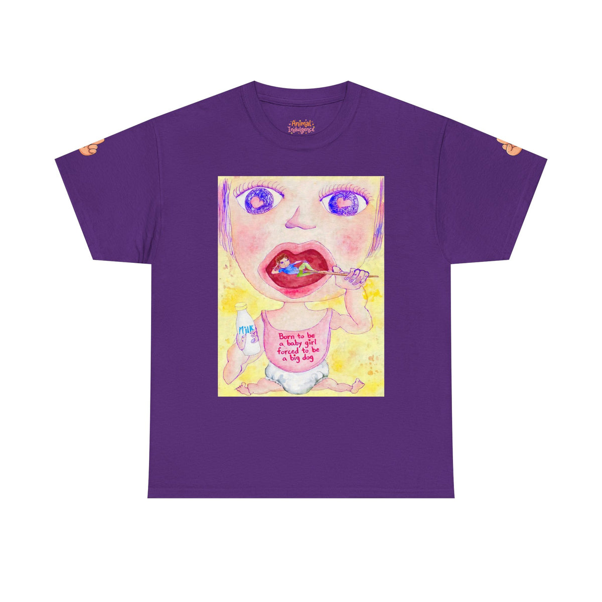 Born to be a baby girl, forced to be big dog-  Colorful Surf Graphic T-shirt