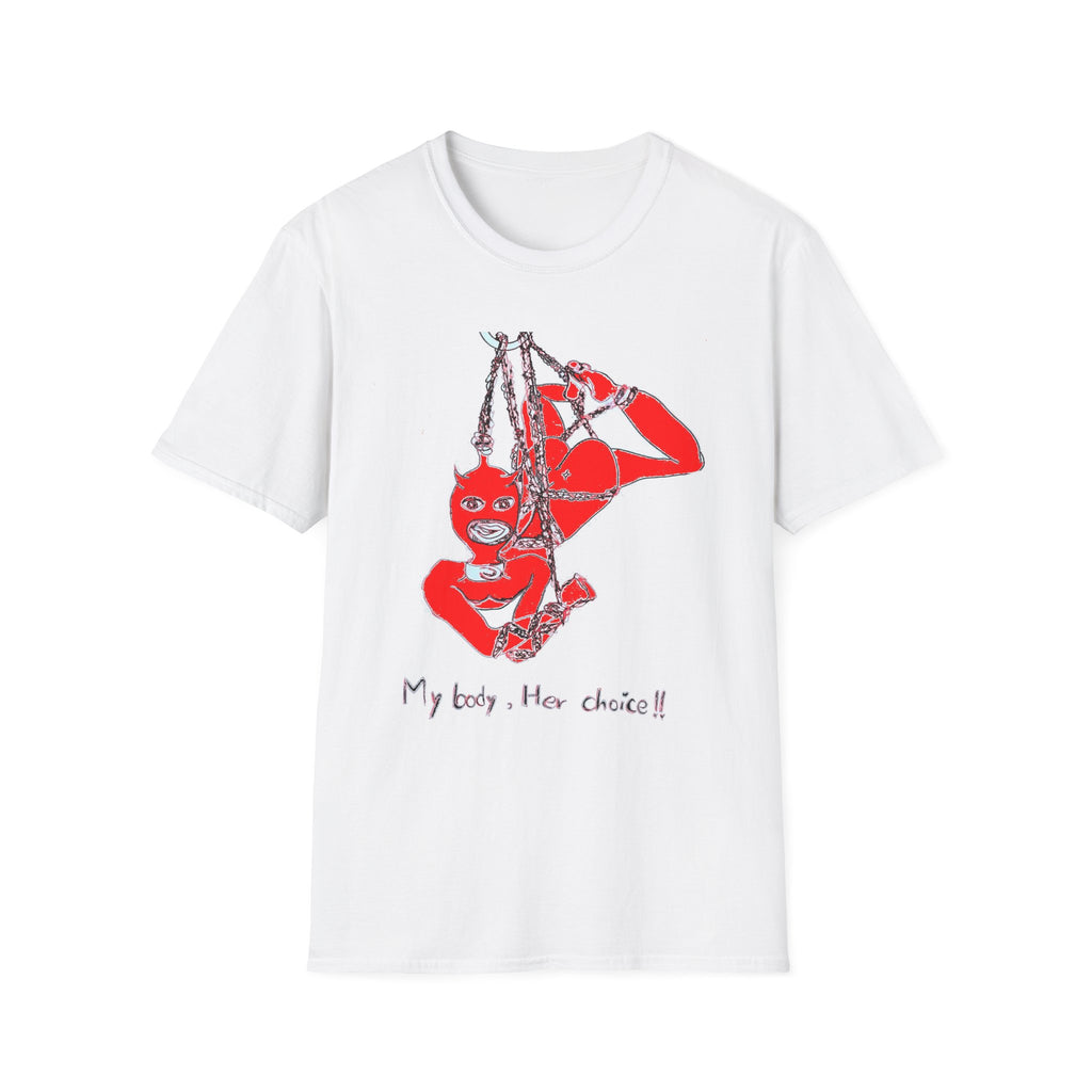 Red Masked Acrobat Illustration T-Shirt | Rope Suspension Art