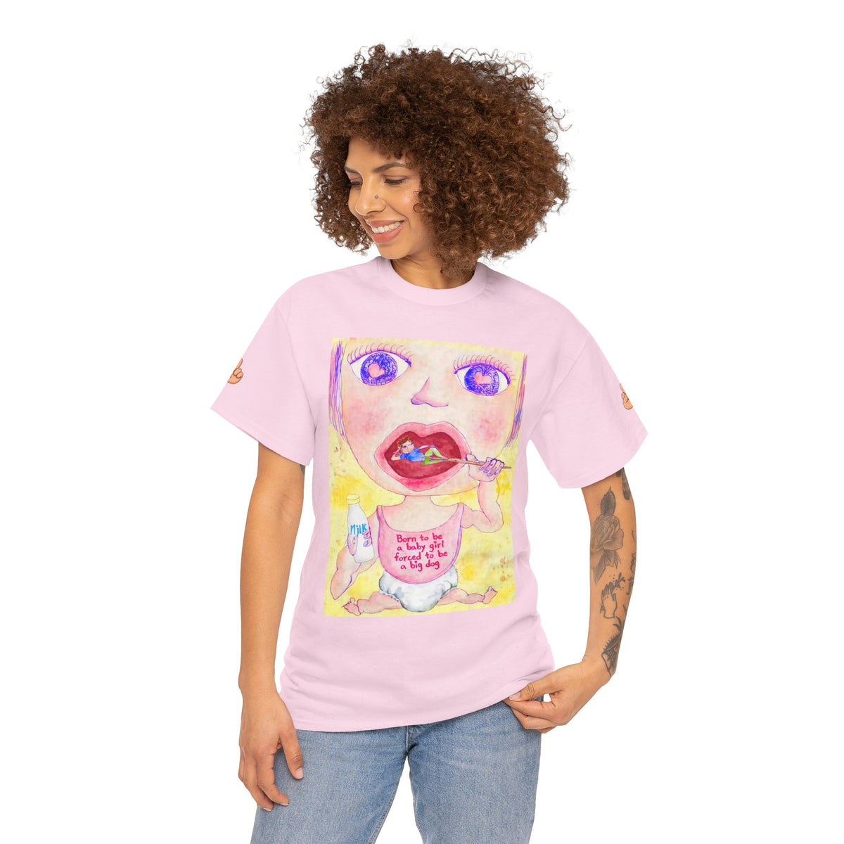 Born to be a baby girl, forced to be big dog-  Colorful Surf Graphic T-shirt