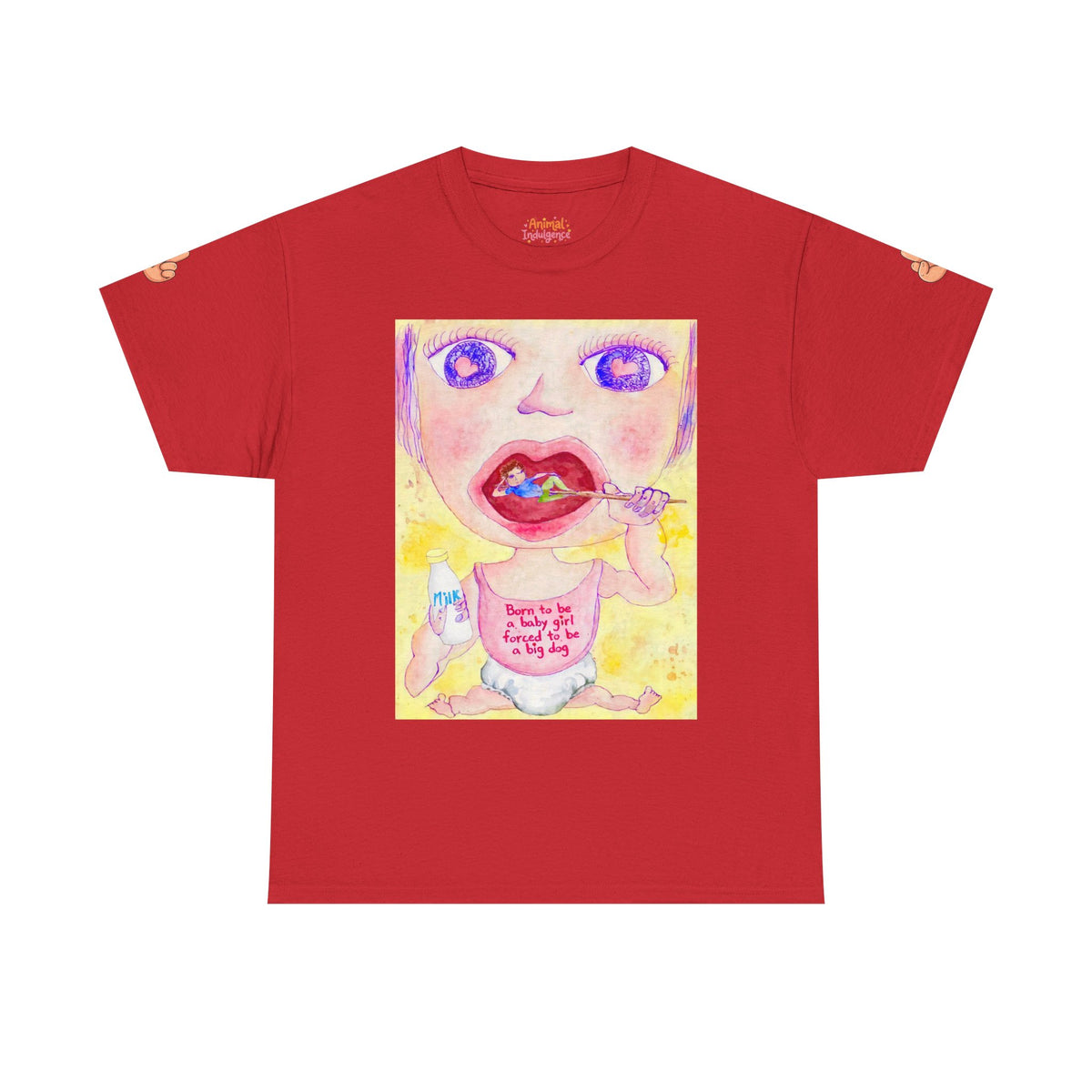 Born to be a baby girl, forced to be big dog-  Colorful Surf Graphic T-shirt