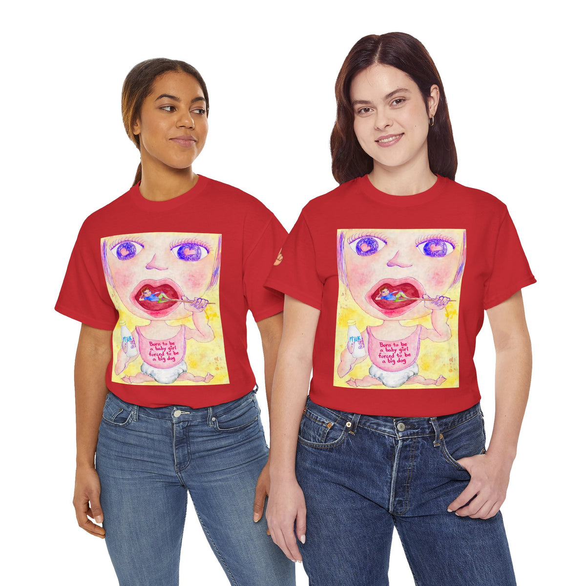 Born to be a baby girl, forced to be big dog-  Colorful Surf Graphic T-shirt