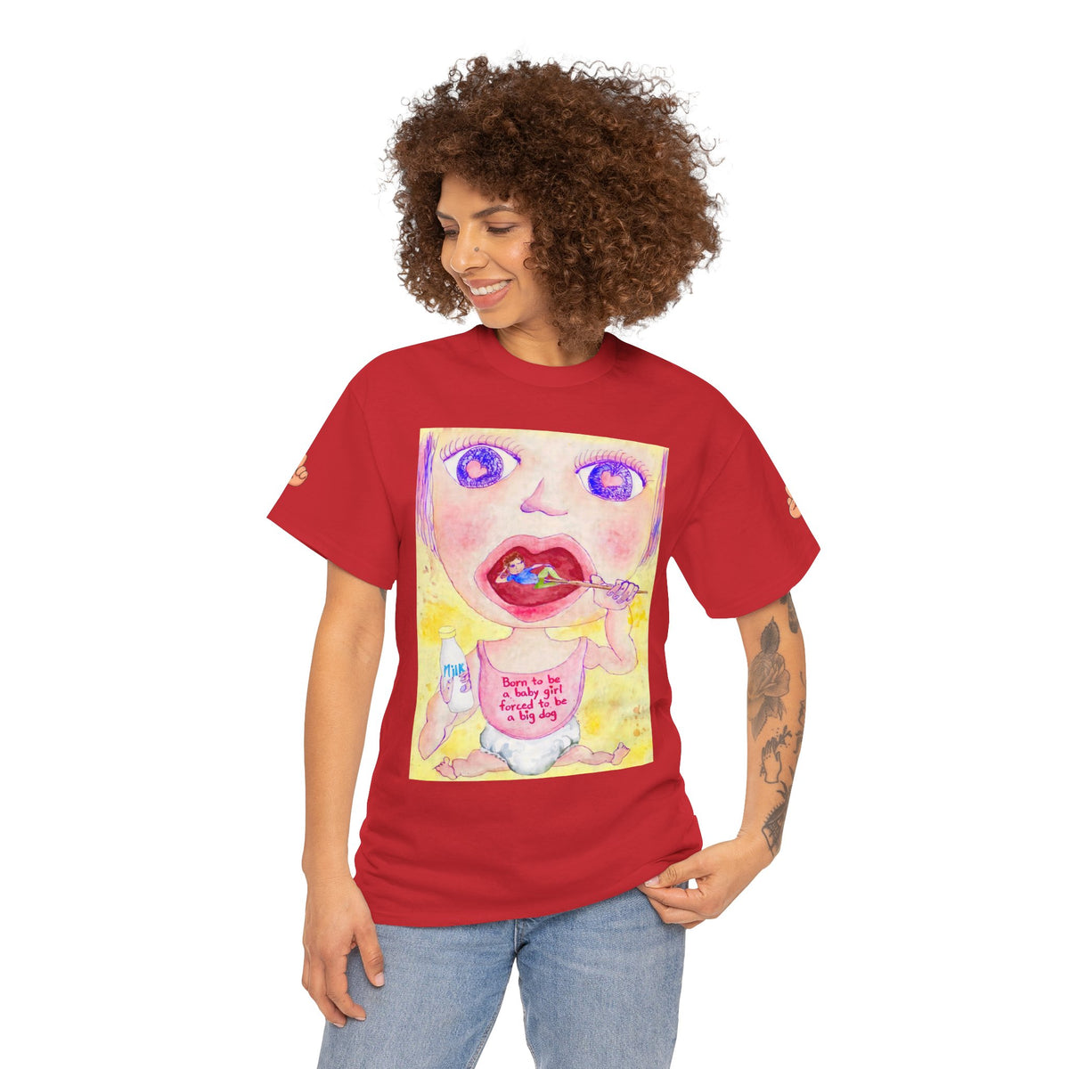 Born to be a baby girl, forced to be big dog-  Colorful Surf Graphic T-shirt