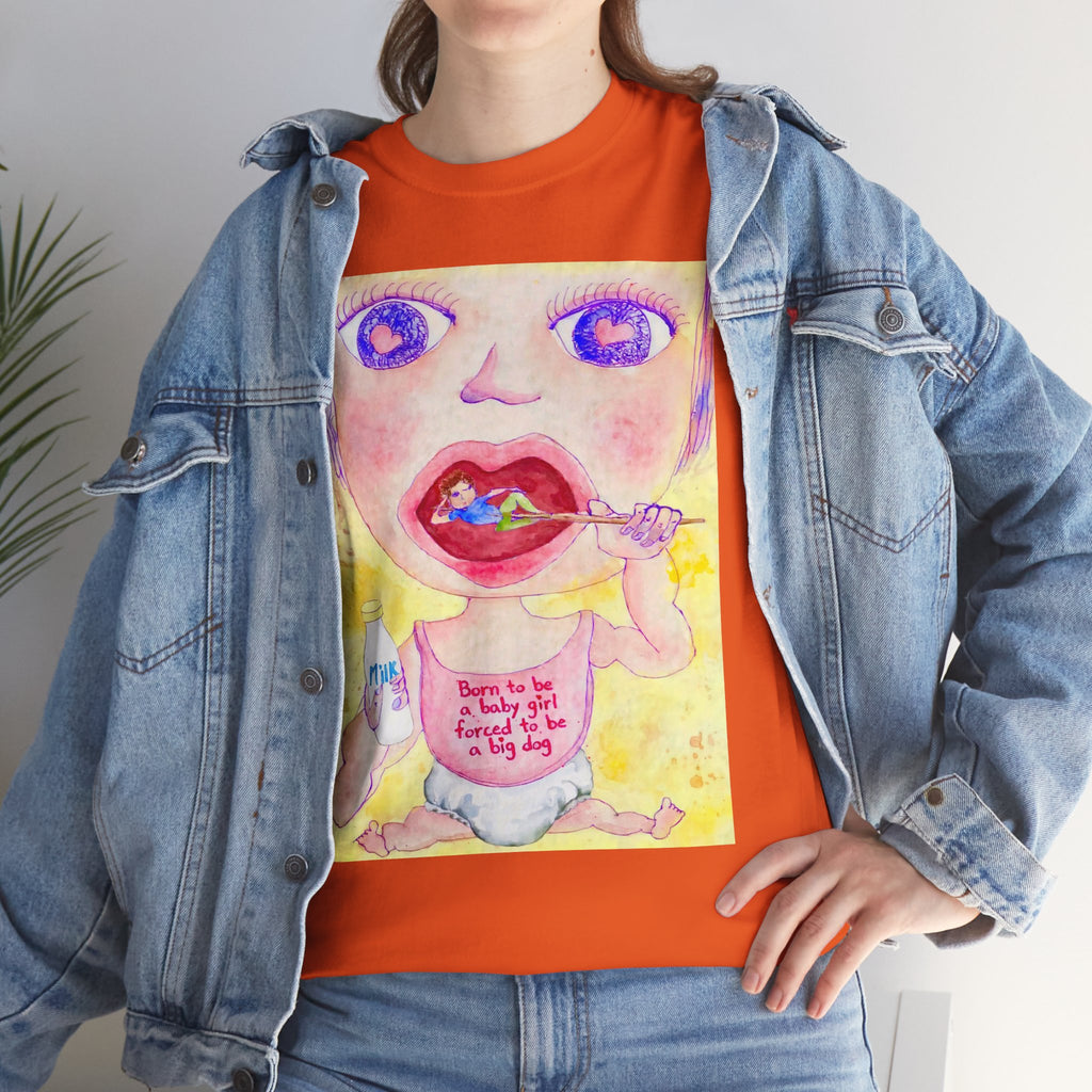 Born to be a baby girl, forced to be big dog-  Colorful Surf Graphic T-shirt