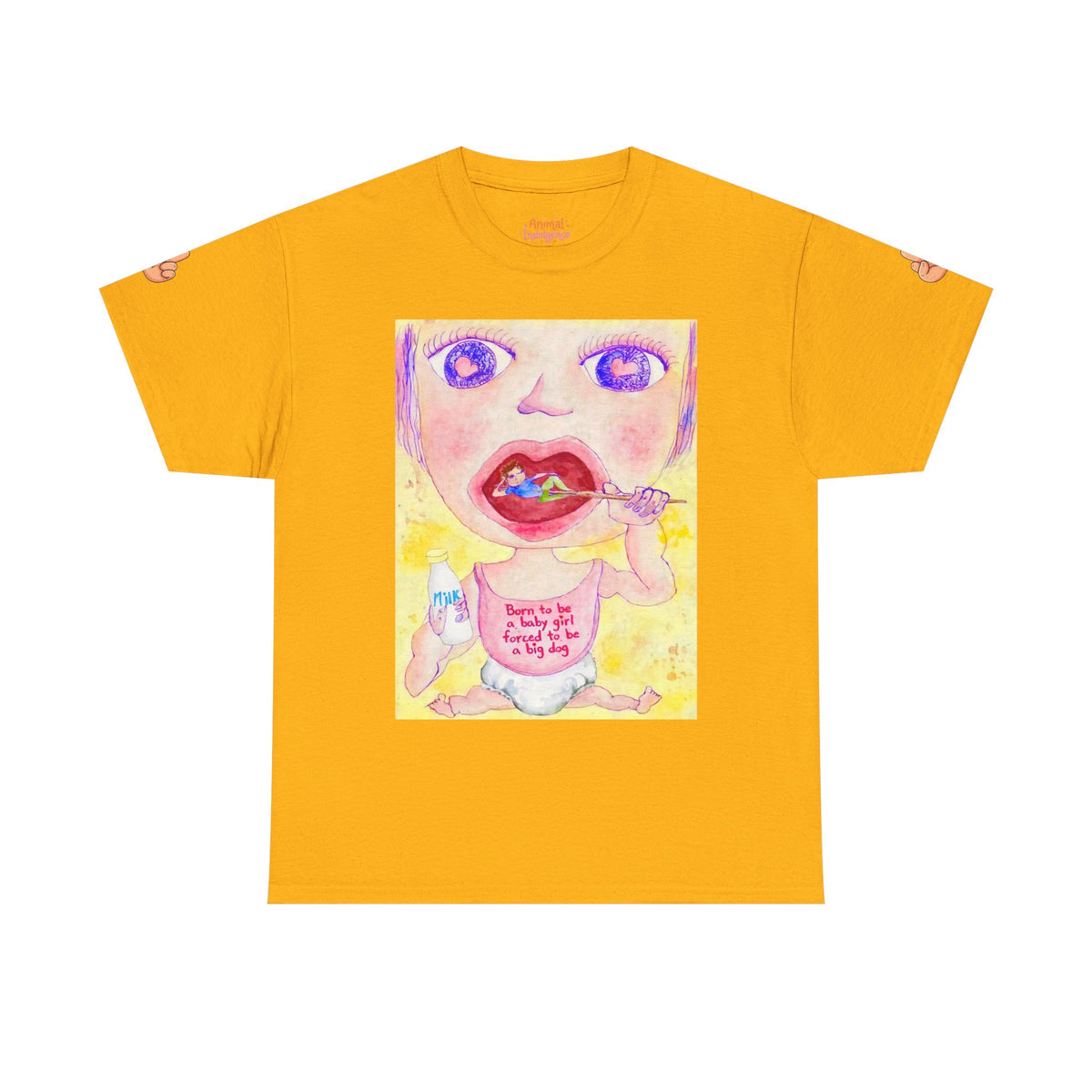 Born to be a baby girl, forced to be big dog-  Colorful Surf Graphic T-shirt