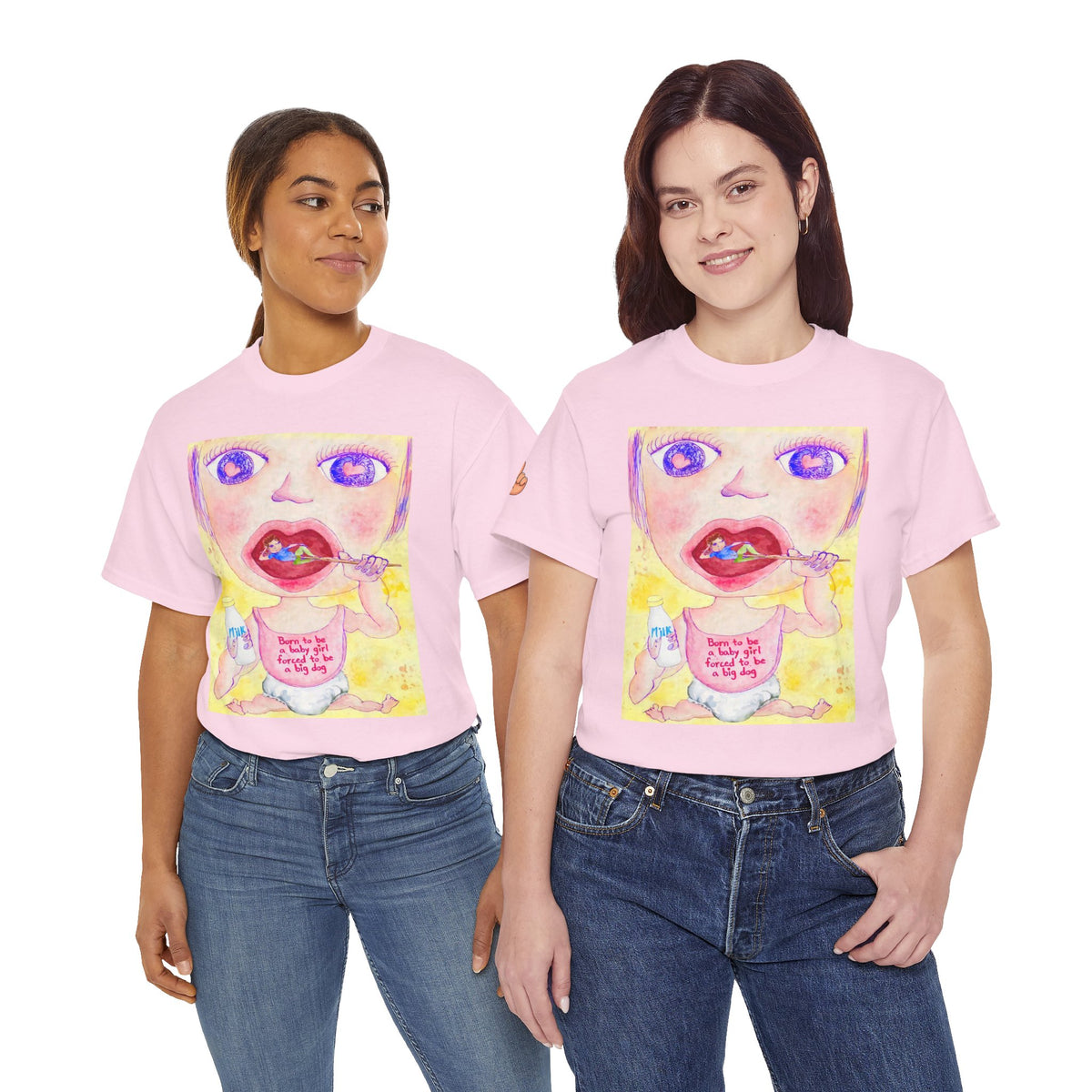 Born to be a baby girl, forced to be big dog-  Colorful Surf Graphic T-shirt