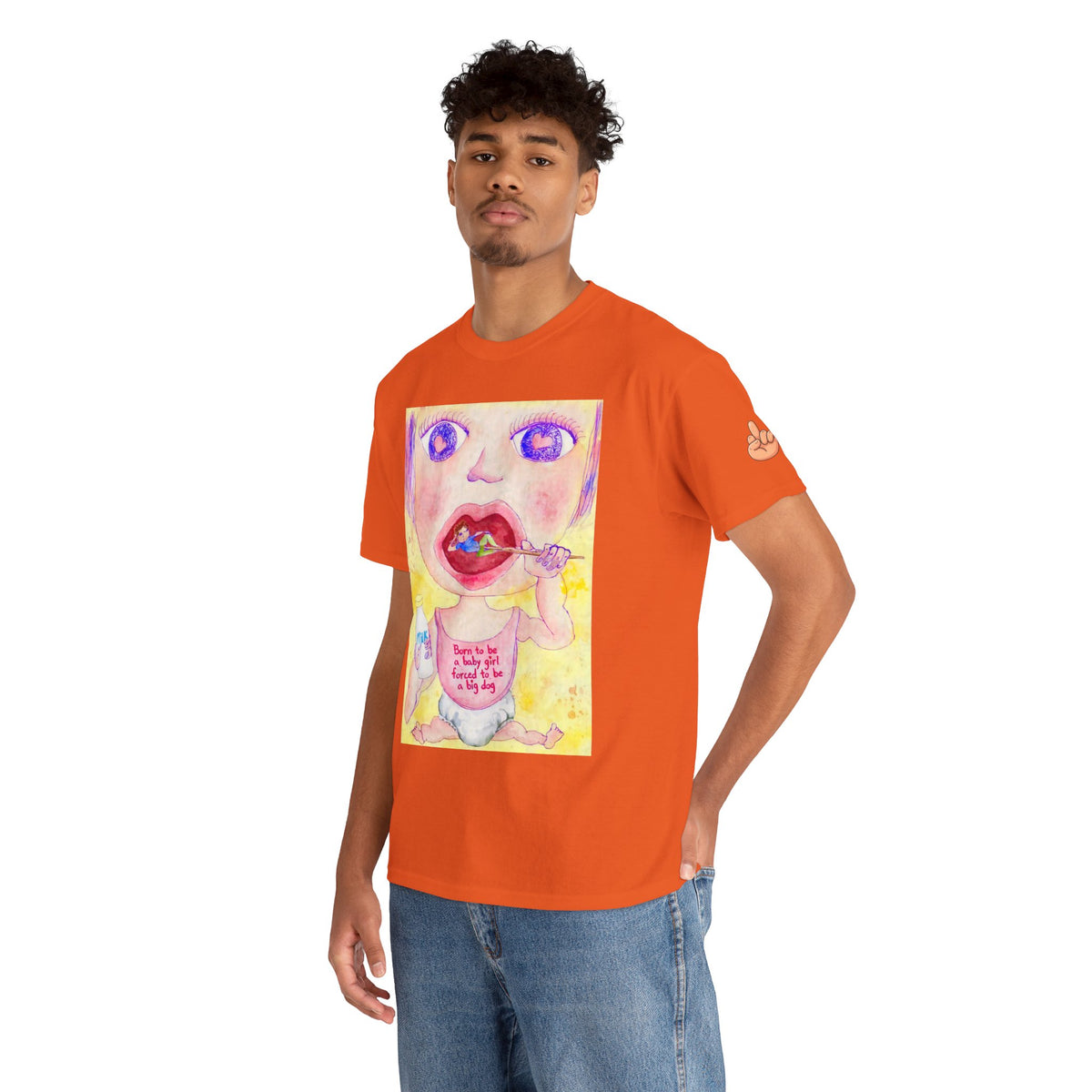 Born to be a baby girl, forced to be big dog-  Colorful Surf Graphic T-shirt