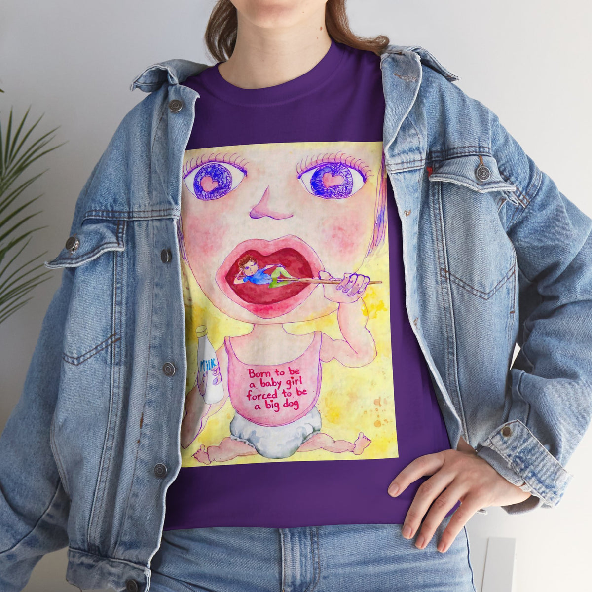 Born to be a baby girl, forced to be big dog-  Colorful Surf Graphic T-shirt