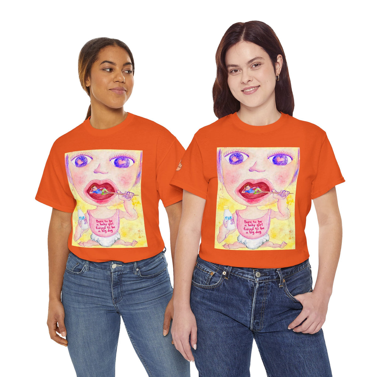 Born to be a baby girl, forced to be big dog-  Colorful Surf Graphic T-shirt