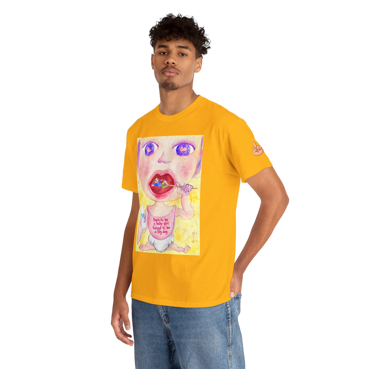Born to be a baby girl, forced to be big dog-  Colorful Surf Graphic T-shirt
