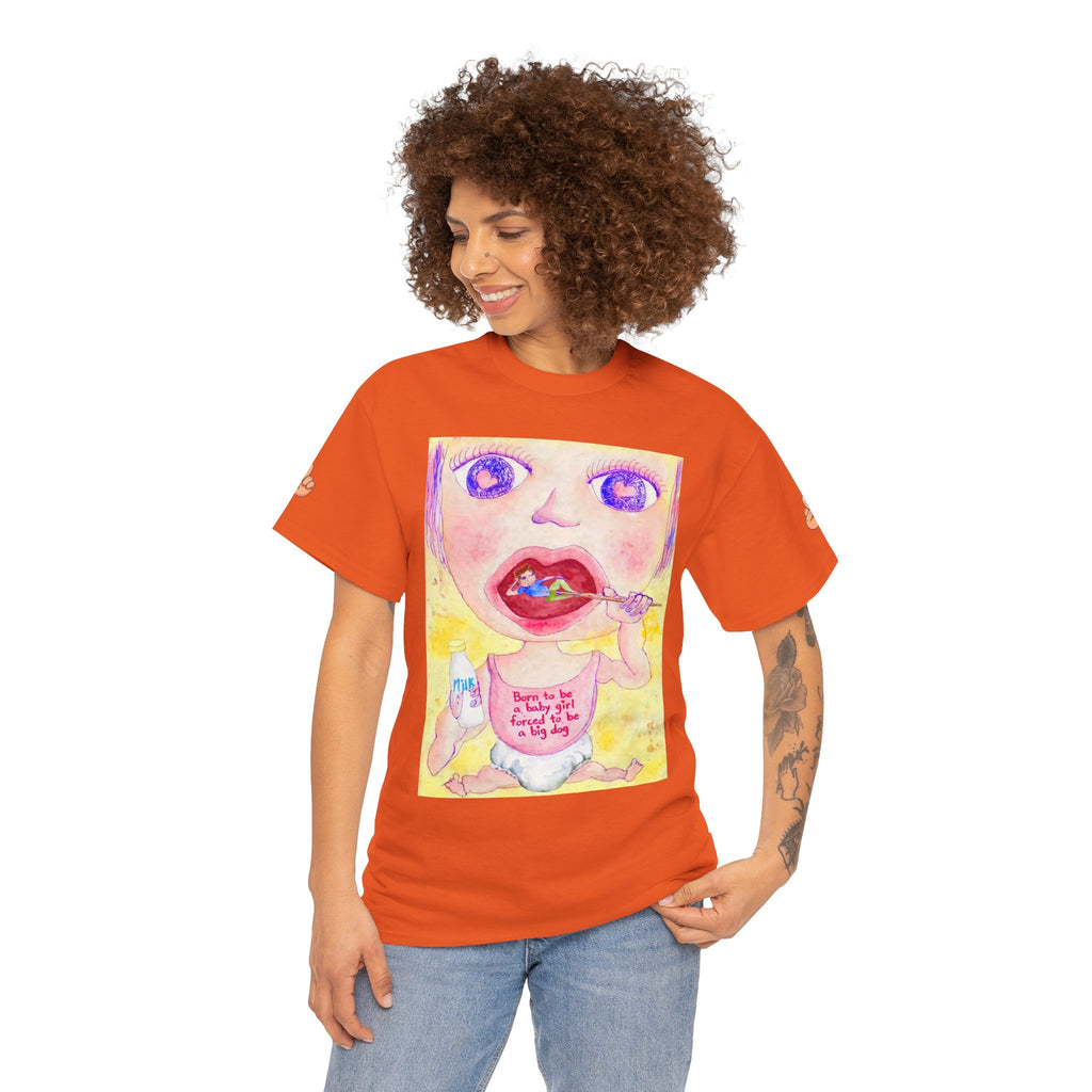 Born to be a baby girl, forced to be big dog-  Colorful Surf Graphic T-shirt